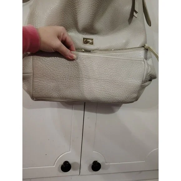 Dooney and Bourke Dillen Pocket Sac handbag Leather  Ivory purse Tote Bag Read - Picture 3 of 12